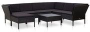 8 pcs conjunto lounge de jardim c/ almofadões vime PE preto