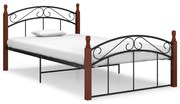 vidaXL Estrutura de cama 120x200cm metal/madeira carvalho maciça preto
