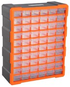 DURHAND Organizador de Ferragens Armário Organizador de Ferragens com 60 Gavetas de PP 38x16x47,5cm Cinza e Laranja