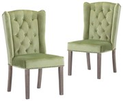 Cadeiras de jantar 2 pcs veludo verde-claro