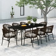 vidaXL 9 pcs conjunto de jantar para jardim castanho