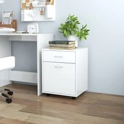 vidaXL Móvel com rodas 45x38x54 cm derivados madeira branco brilhante