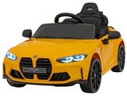 Carro elétrico para Crianças 12V BMW M4 Rodas de EVA, Assento de couro Amarelo