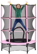 HOMCOM Trampolim para Crianças com Rede de Segurança e Estrutura de Aço para Interiores e Exteriores Carga 50kg Ø140x190 cm Rosa