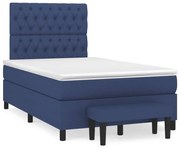 Cama boxspring com colchão 120x190 cm tecido azul