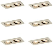 Conjunto de 6 focos embutidos modernos bege GU10 50mm ajustáveis 2 luzes - Qure