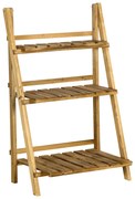 Outsunny Suporte para Plantas 3 Níveis Dobrável Madeira Interior Exterior Decoração 60x37x93 cm | Aosom Portugal