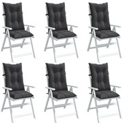 vidaXL Almofadões para cadeiras altas 6 pcs mesclado tecido antracite