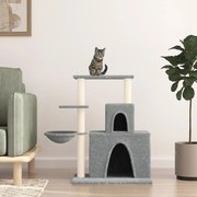 vidaXL Árvore p/ gatos c/ postes arranhadores sisal 83 cm cinza-claro