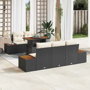 vidaXL Conjunto de Jantar para Jardim com almofada 6 pcs Preto e Bege