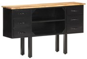 vidaXL Aparador 110x30x65 cm madeira de mangueira áspera maciça e aço