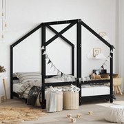 vidaXL Estrutura de cama infantil 2x(70x140) cm pinho maciço preto