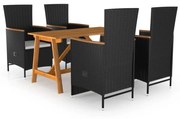 vidaXL 5 pcs conjunto de jantar para jardim preto