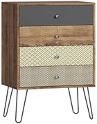 HOMCOM Cómoda 4 Gavetas Cómoda para Quarto com Pés em Forma de V de Aço Estilo Boémio 60x39x86 cm Multicor | Aosom Portugal