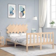 vidaXL Estrutura de cama de casal c/ cabeceira madeira maciça