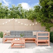 6 pcs conjunto lounge de jardim madeira de douglas maciça