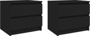vidaXL Mesas de cabeceira 2 pcs 50x39x43,5 cm derivados madeira preto