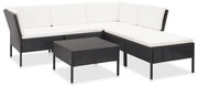 6 pcs conjunto lounge de jardim c/ almofadões vime PE preto