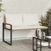 vidaXL banco com almofada Bege e Branco Creme 115 x 65 x 72 cm Vime