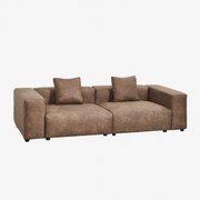 Sofá Modular De 2 Peças (↔︎270 Cm) Com Apoio De Braço Alto Bruna Camurça Café Castanho - Sklum