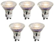 Conjunto de 5 lâmpadas LED GU10 50mm transparentes 3,5W 330 lm 3000K