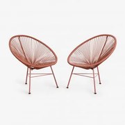 Pack De 2 Poltronas De Jardim Em Aço E Rattan Sintético New Acapulco Terracota - Sklum