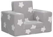 vidaXL Sofá-cama infantil de c/ estrelas pelúcia cinzento-claro