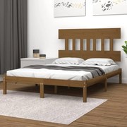 Estrutura de cama dupla pequena 120x190 cm madeira castanho mel