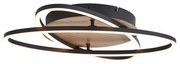Plafon Preto com Madeira de Nogueira Incl. LED Regulável em 3 Níveis 2-Luzes - Kane Moderno
