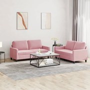 vidaXL 2 pcs conjunto de sofás com almofadões veludo rosa