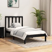 Estrutura de cama pequena solteiro 75x190 cm pinho maciço preto