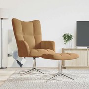 vidaXL Cadeira de descanso com banco veludo castanho