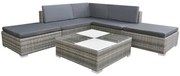 vidaXL 6 pcs conjunto lounge de jardim c/ almofadões vime PE cinzento