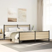 Estrutura de cama sem colchão 183x213cm metal carvalho sonoma