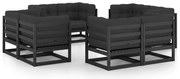 8 pcs conjunto lounge de jardim c/ almofadões pinho maciço