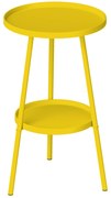 Outsunny Pequena Mesa de Apoio Redonda de 2 Níveis Mesa de Jardim para Terraço Sala Varanda em Metal Ø 32x51 cm Amarelo | Aosom Portugal