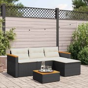 vidaXL 3 pcs conjunto sofás de jardim com almofadões vime PE preto