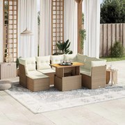 vidaXL 8 pcs conjunto de sofás p/ jardim com almofadões vime PE bege