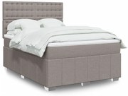 vidaXL Cama com molas/colchão 140x190 cm tecido castanho-acinzentado