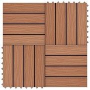 vidaXL Ladrilho pavimento relevo profundo 11 pcs WPC 1m² cast. claro