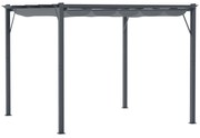 Pérgola de Jardim 300x300x223 cm com Toldo de Poliéster Retrátil e Est
