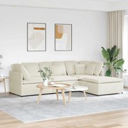 vidaXL Sofá modular com pufes e almofadas veludo creme