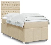 vidaXL Cama com molas/colchão 80x200 cm tecido cor crème