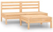 3 pcs conjunto lounge de jardim pinho maciço