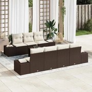 vidaXL Conjunto de Sofá de Jardim 8 Peças com Almofadas Marrom em Rattan Sintético