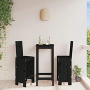 vidaXL Cadeiras de bar 2 pcs 40x42x120 cm pinho maciço preto