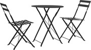 vidaXL 3 pcs conjunto bistrô em aço preto