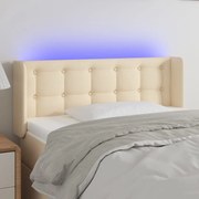 Cabeceira de cama c/ luzes LED tecido 93x16x78/88 cm cor creme