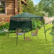 Tenda Dobrável 220x220x200 cm com 1 Parede Lateral Bolsa de Transporte Impermeável e Proteção UV50+ para Jardim Pátio Verde