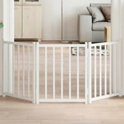 vidaXL Portão p/ cães dobrável 3 painéis 150 cm abeto maciço branco